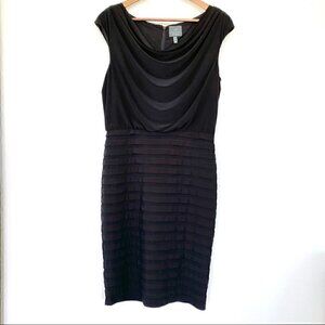 Adrianna Papell cocktail dress with cowl neckline & cap sleeves